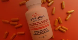 Close up shot of a bottle of supplements with pills scattered around