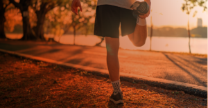 Someone stretching before working out