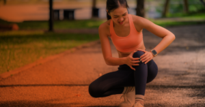 Woman with knee pain