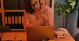 woman holding wrist