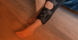 person with a knee brace on